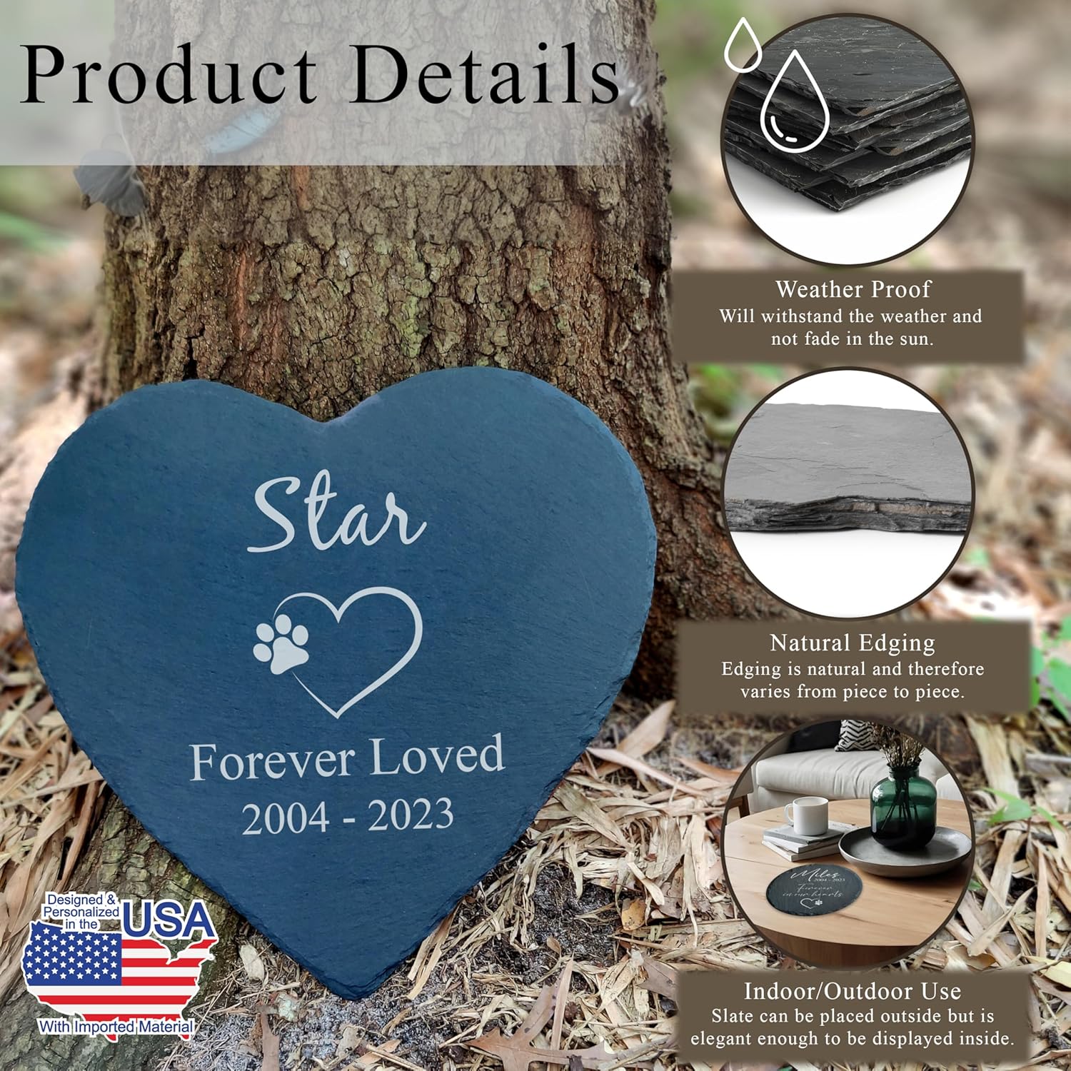 Dog Memorial Gifts for Loss of Dog, Cemetery Decorations for Grave, Pet Loss Sympathy Gift, Personalized Remembrance Garden Stone, Cat Lovers Heaven Grave Markers Bereavement Headstone (A04H)-VerdiqueGarden