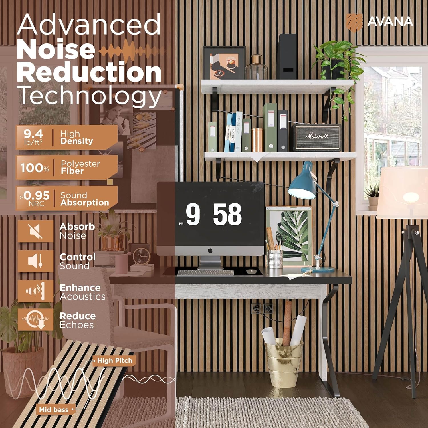 Avana Acoustic Wood Wall Panels – 47.2 X 12.6 Inch White Oak Acoustic Panels 1 PC – Wall Panels For Interior Wall Decor For Homes, Offices, Studios – Modern Sturdy And Durable Wood Panels For Wall-VerdiqueGarden