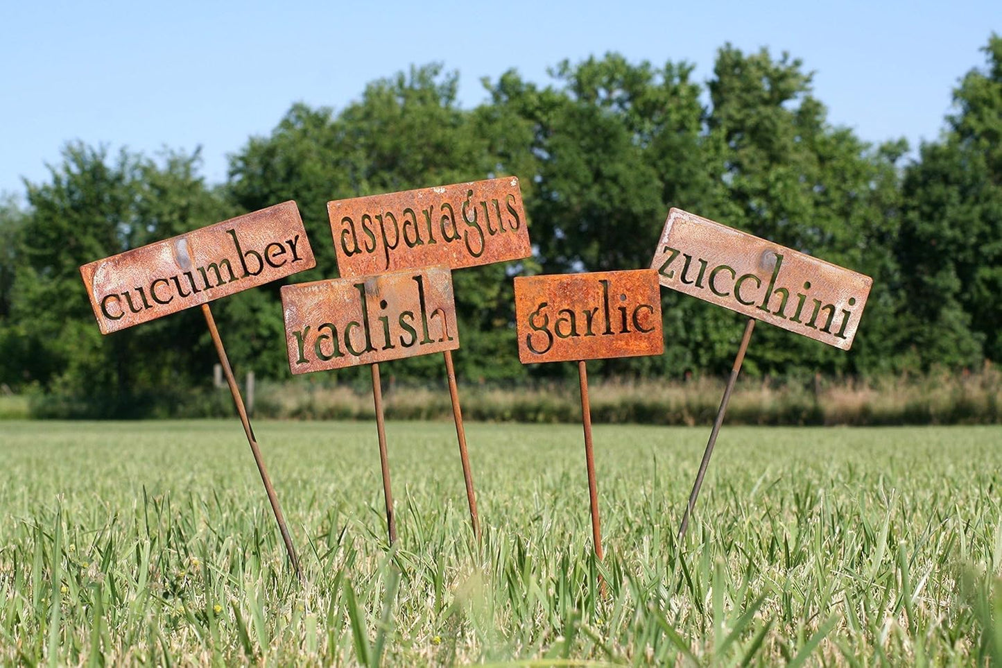 Classic Metal Garden Markers 19 Inches Tall (Custom Text, Naturally Rusted)-VerdiqueGarden