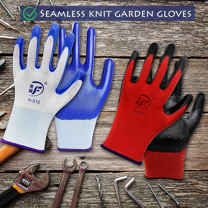 48 Pairs Garden Gloves for Women Men Breathable Rubber Coated Yard Safety Work Thorn Proof Work Gloves-VerdiqueGarden