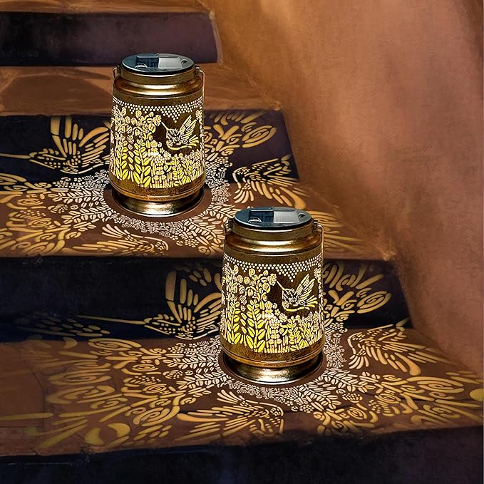 KY&BOSAM Fly Hummingbird Solar Lanterns Outdoor Waterproof Hanging Solar Lights Christmas Gifts for Women Men Metal Bird Decoration LED Solar Lantern Garden Decor for Yard,Tabletop,Pathway,Landscape-VerdiqueGarden