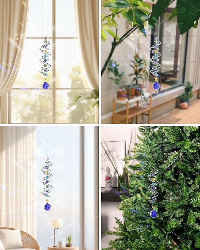 1 Pack Crystal Suncatcher, Hanging Sun Catcher Prism with String Rainbow Maker Suncatchers for Windows, Room, Outdoor, Car Mirror, Whimsical Home Garden Decor-VerdiqueGarden
