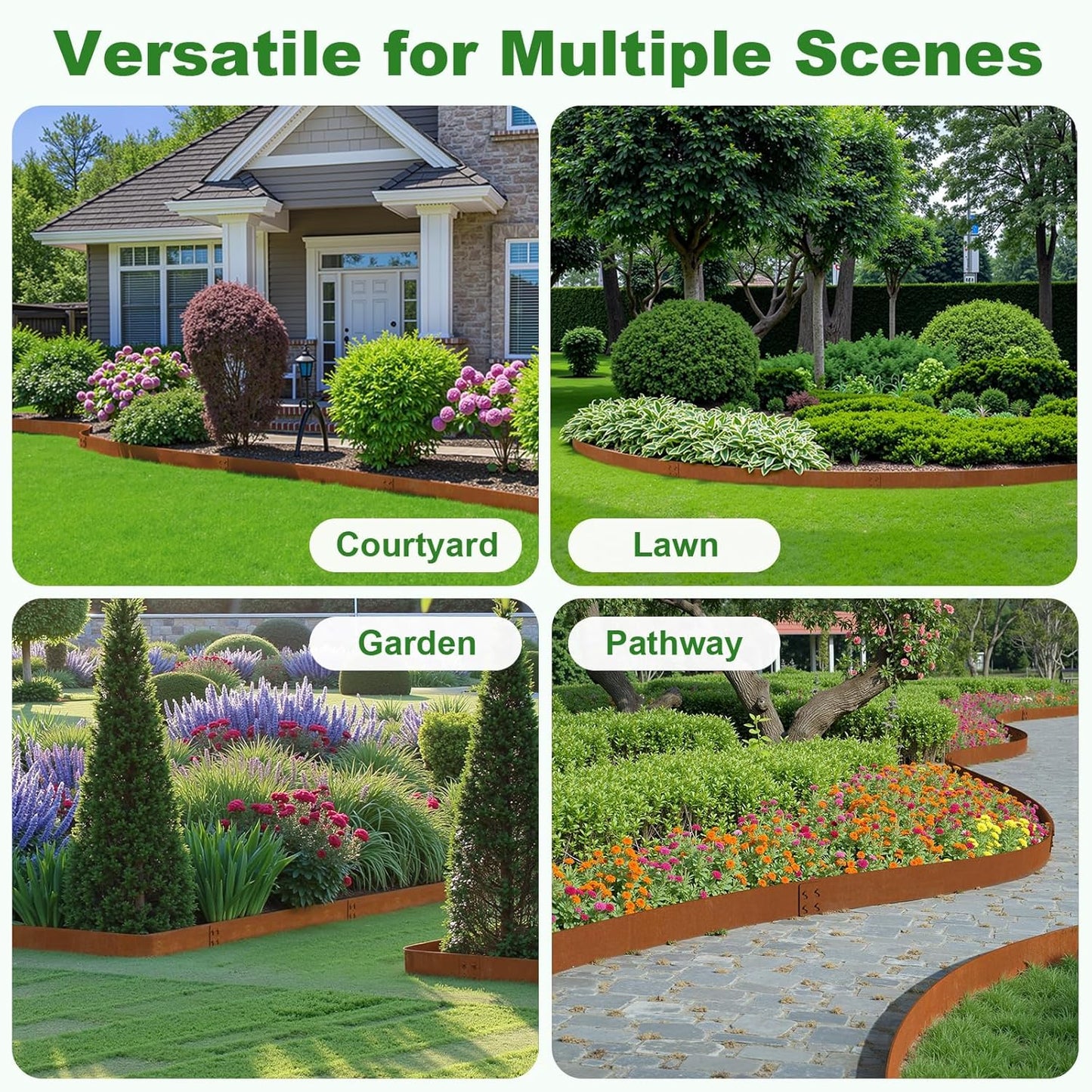 Co-rten Steel Landscape Edging 10" H x 40" L, 6 Pack Heavy Duty Metal Garden Edging, 20Ft Pre-Rustyed Steel Edging, Bendable Metal Edging for Landscaping, Yard, Tree, Flower Bed-VerdiqueGarden