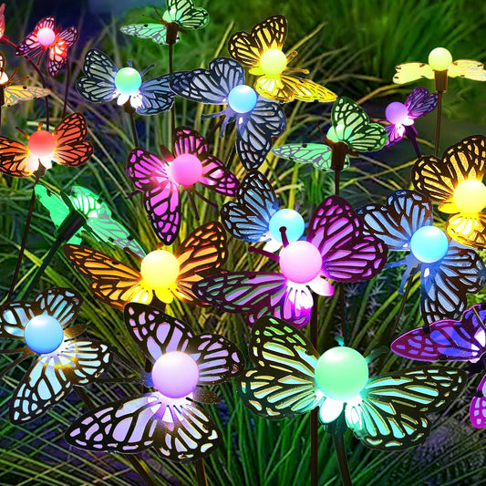 Solar Garden Butterfly Lights, 6 Pack 48 LED Solar Swaying Lights, 7 Color Changing Waterproof Firefly Light Outdoor Fairy Light for Garden Patio Yard Pathway Flower Bed Decoration-VerdiqueGarden