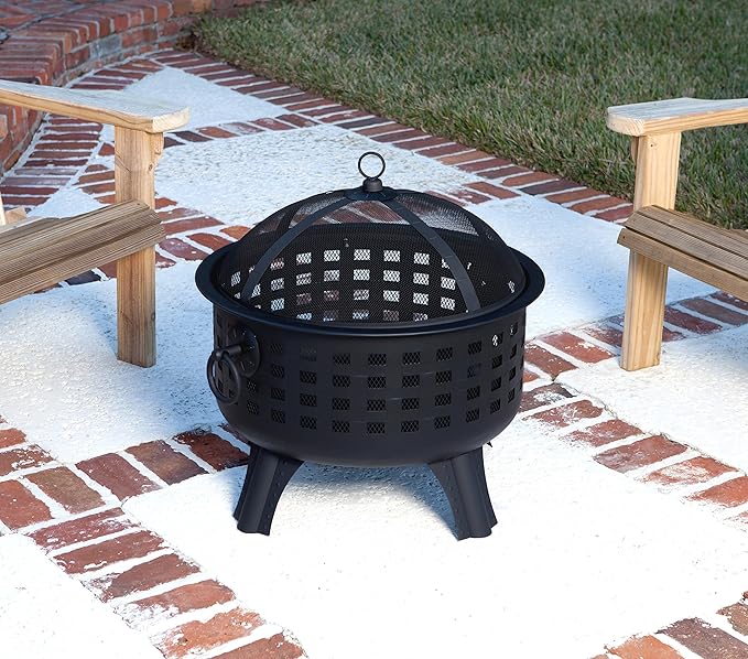 Amazon Basics 27 inch Steel Round Lattice Fire Pit-VerdiqueGarden