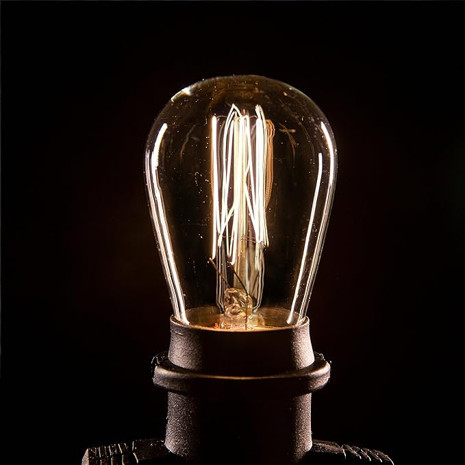 Hometown Evolution, Inc. 50 Foot E26 Commercial Edison Bulb String Lights with 25 Suspended Sockets and S14 Lantern Edison 11 Watt Bulbs-VerdiqueGarden