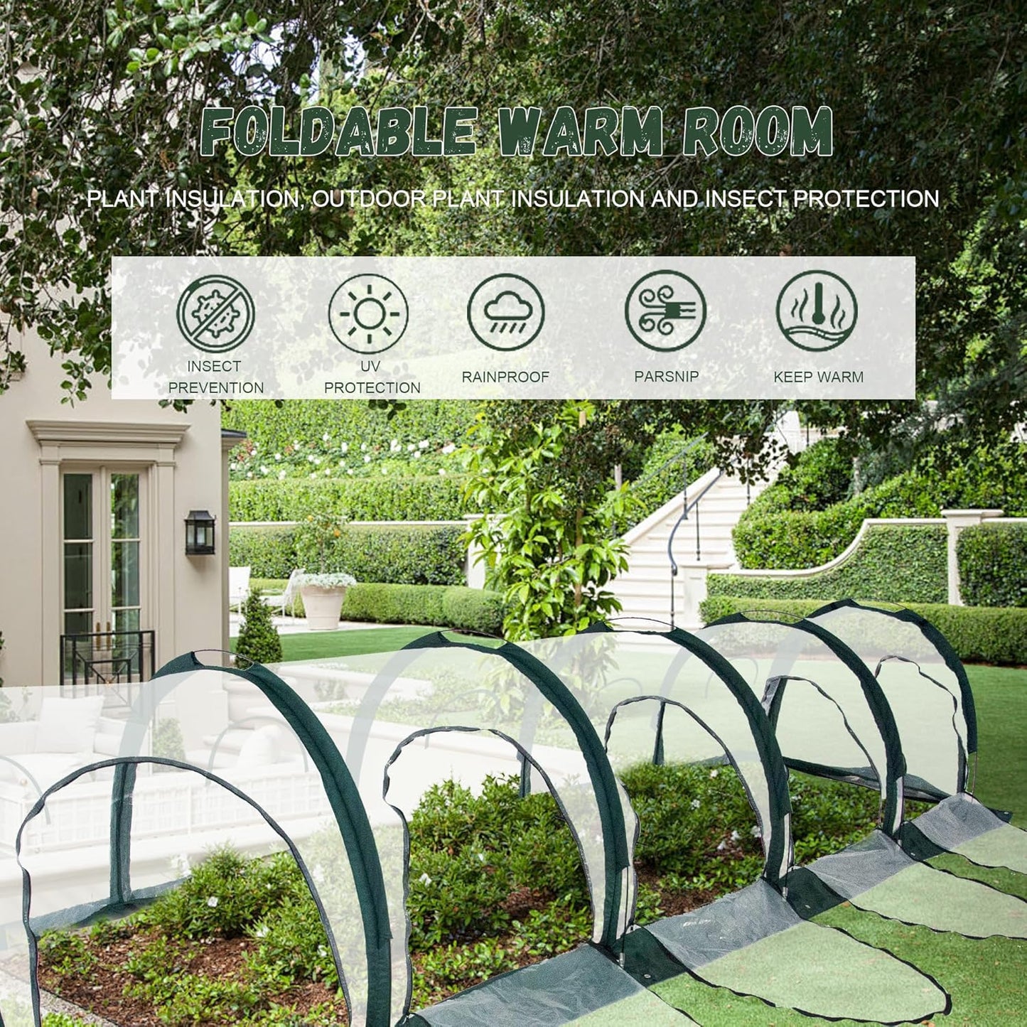 Portable PE Plastic Tunnel Greenhouse for Outdoors - Cambered Poly Transparent Long Greenhouses Clear Insulation Grow Tent Ideal for Backyards and Patio Vegetable Cultivation (5M)-VerdiqueGarden