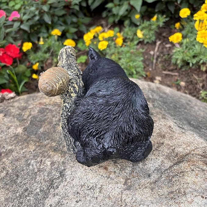 Black Bear Cub Tree Hugger Decor Outdoor Sculpture, Baby Bear Hanging Up a Tree Statue Garden Peeker, Adorable Cute Resin Tree Hugger Bear Face for Gifts and Garden Decor-VerdiqueGarden