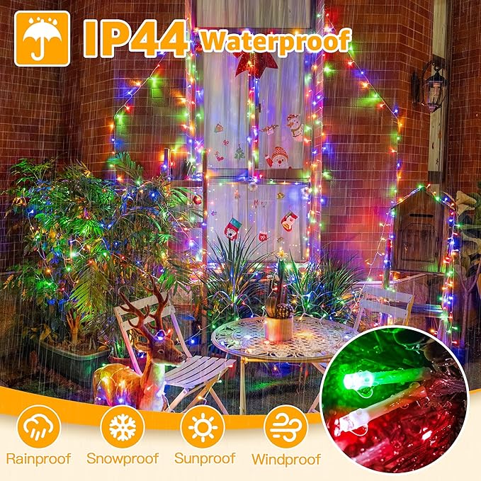 Ollny String Lights 120LED 40FT, Multicolor Fairy Lights Waterproof Connectable Timer, 8 Modes Plug in Christmas Light for Bedroom Outdoor Party Indoor Classroom Decorations-VerdiqueGarden