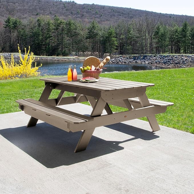 highwood Hometown Picnic Table, 6 Foot, Woodland Brown-VerdiqueGarden