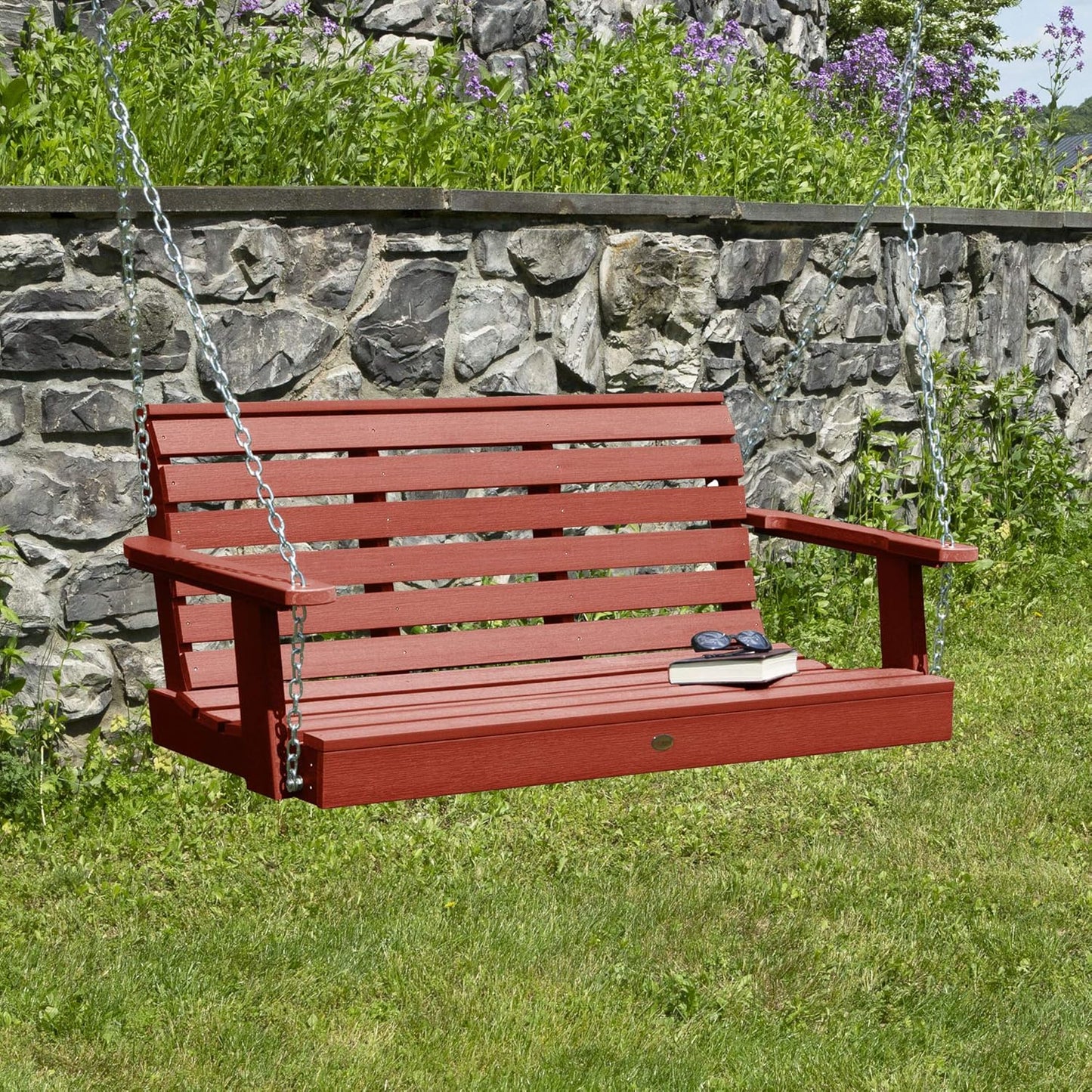 highwood Weatherly Porch Swing, 4 Feet, Rustic Red-VerdiqueGarden