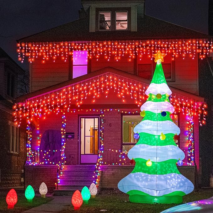 Christmas Icicle Lights Outdoor, 66Ft 640 LED Icicle Lights for Outside with 8 Modes Timers, Waterproof Plug in String Light for House Yard Eave Patio Wedding Party Holiday Decorations, Red-VerdiqueGarden