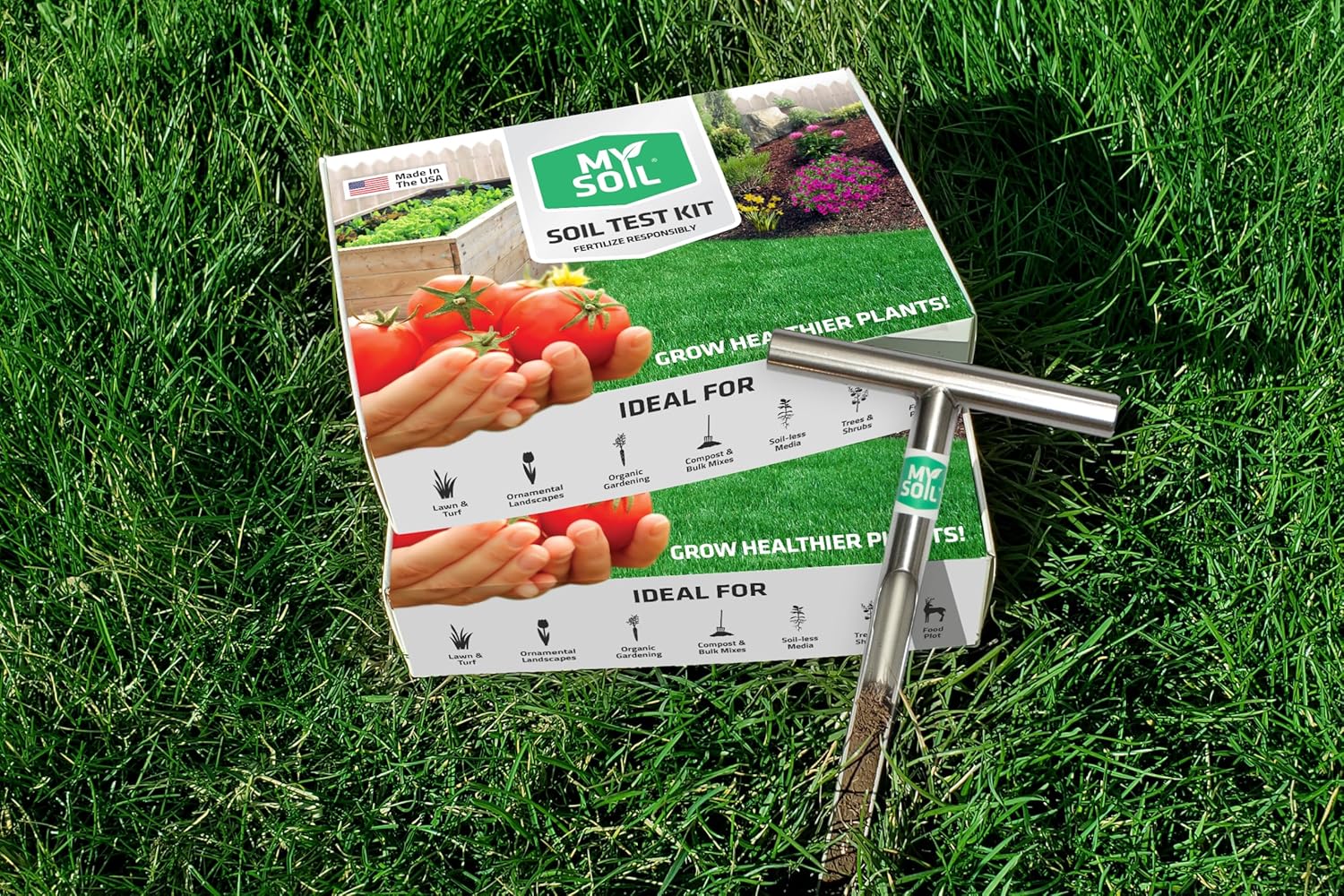 MySoil Test Kit PRO Pack, Unlock Your Lawn & Garden Potential, Complete & Accurate Nutrient and pH Analysis with Recommendations Tailored to Your Soil and Plant Needs | 2 Test Kits + 1 Soil Probe-VerdiqueGarden