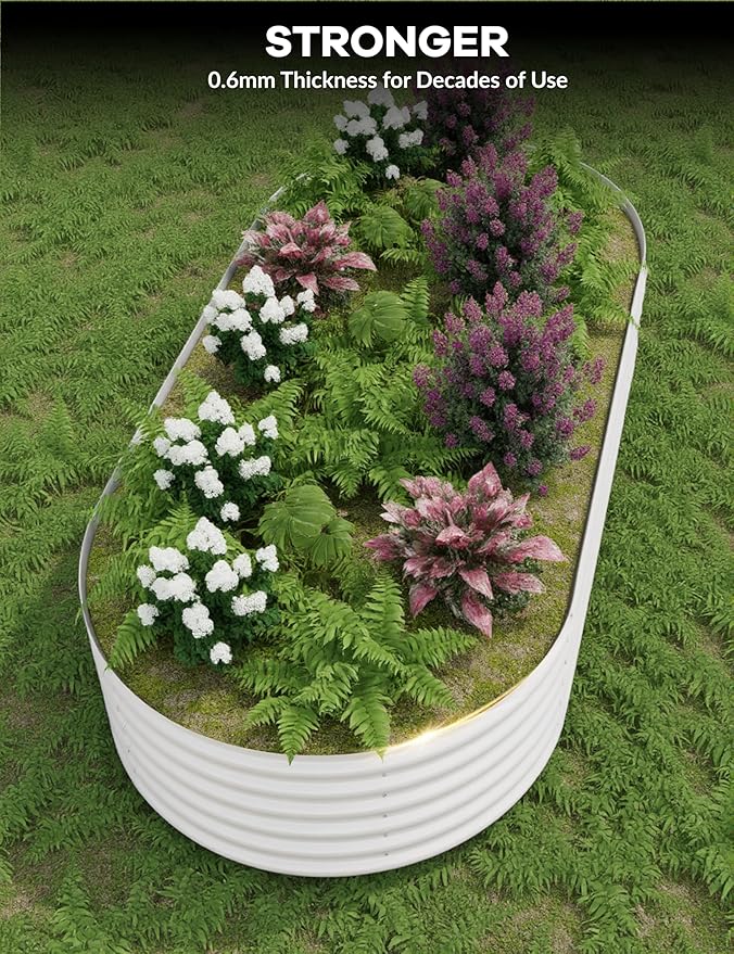 10x4x1.5ft Raised Garden Bed,Galvanized Raised Planter Boxes Outdoor with Easy Assembly, Large Garden Bed for Vegetables, Fruits, Flower,Raised Garden Bed,Beige-VerdiqueGarden