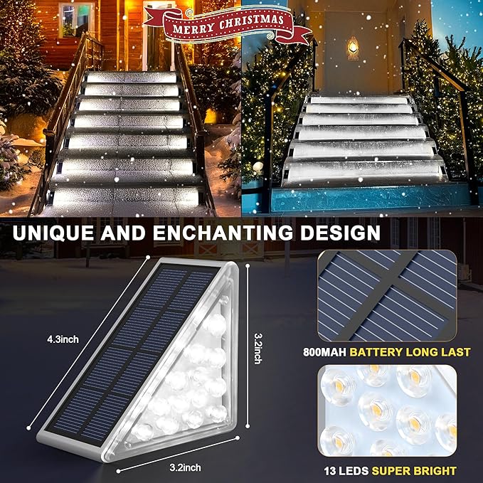 LED Solar Step Lights, Outdoor Solar Decor IP67 for Yard, Patio, Garden, Walkways, Driveway, Porch 2PK-VerdiqueGarden