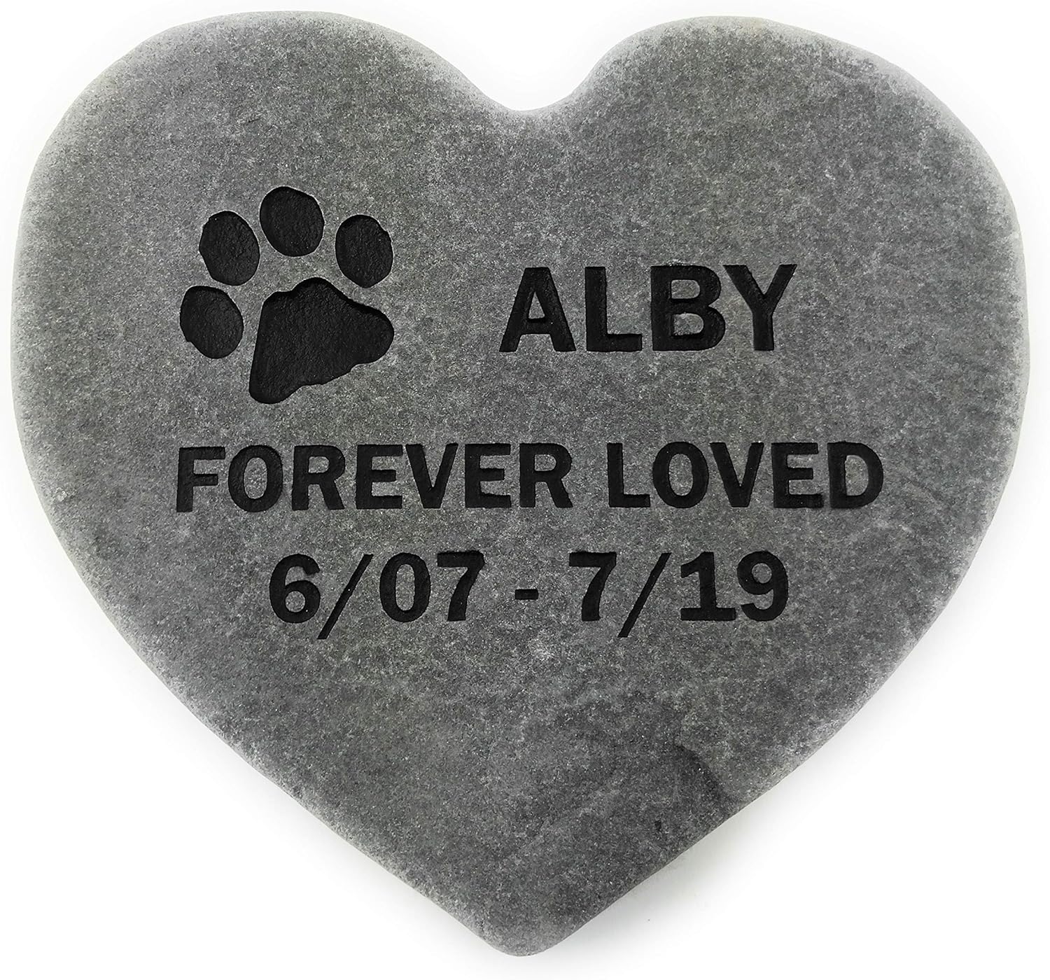 Pet Memorial Headstone Grave Marker Gray Natural Stone Heart 8" for Your Dog Or Cat Personalized-VerdiqueGarden