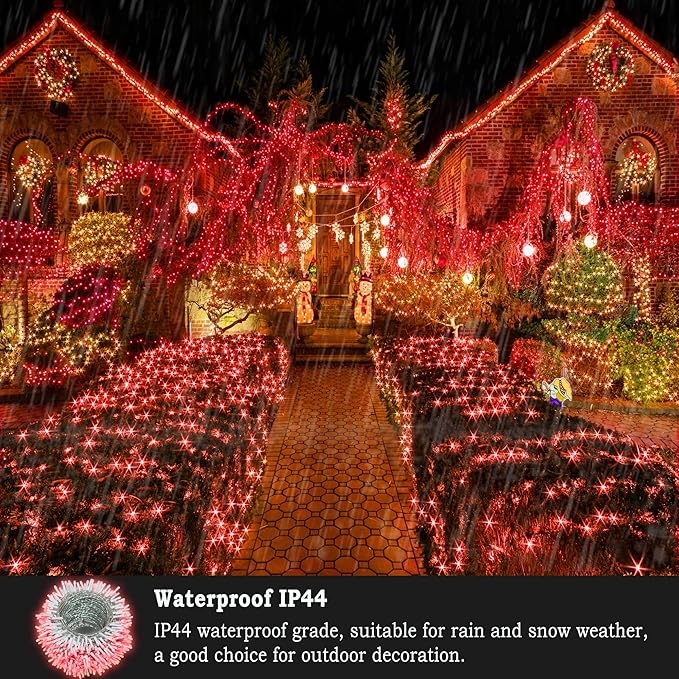 KNONEW 197FT 500 LED Christmas Lights Outdoor String Lights 8 Modes & Time Memory Fairy Light Plug in Waterproof LED String Lights for Xmas Yard Tree Wedding Party Holiday Decorations (Red)-VerdiqueGarden