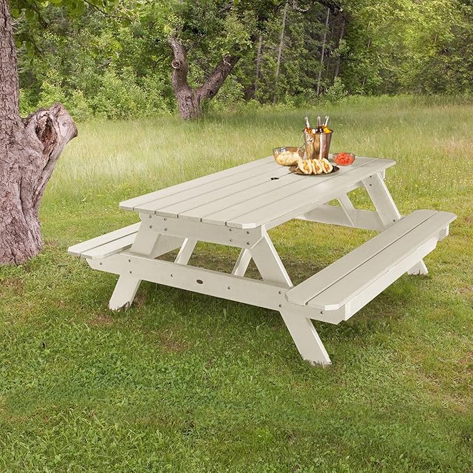 highwood Hometown Picnic Table, 6 Foot, Whitewash-VerdiqueGarden