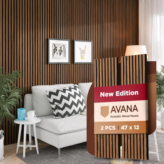 Avana Acoustic Wood Wall Panels – 47.2 x 12.6 Inch Rustic Walnut Acoustic Panels 2 PCs – Wall Panels For Interior Wall Decor For Homes, Offices, Studios – Sturdy And Durable Wood Panels For Wall-VerdiqueGarden