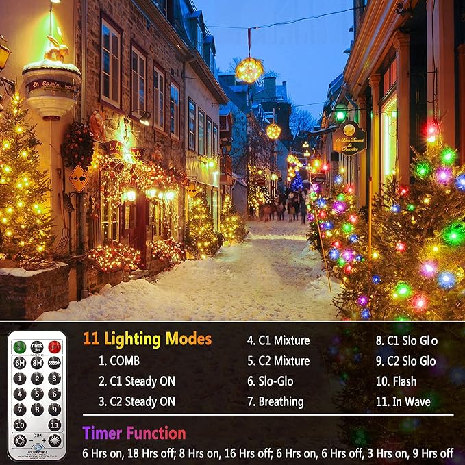 KNONEW 403FT 1000 LED Christmas Lights Color Changing Outdoor String Lights with 11 Modes & Timer Fairy Light Plug in Waterproof Fairy Lights for Xmas Yard Tree Wedding Party(Warm White to Multicolor)-VerdiqueGarden