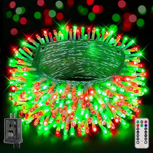Ollny Christmas Lights Outdoor 800LED 262FT, Red and Green Plug in Fairy Lights with Remote, 8 Modes Waterproof Timers Dimmable LED String Lights for Indoor House Outside Bedroom Patio Balcony-VerdiqueGarden