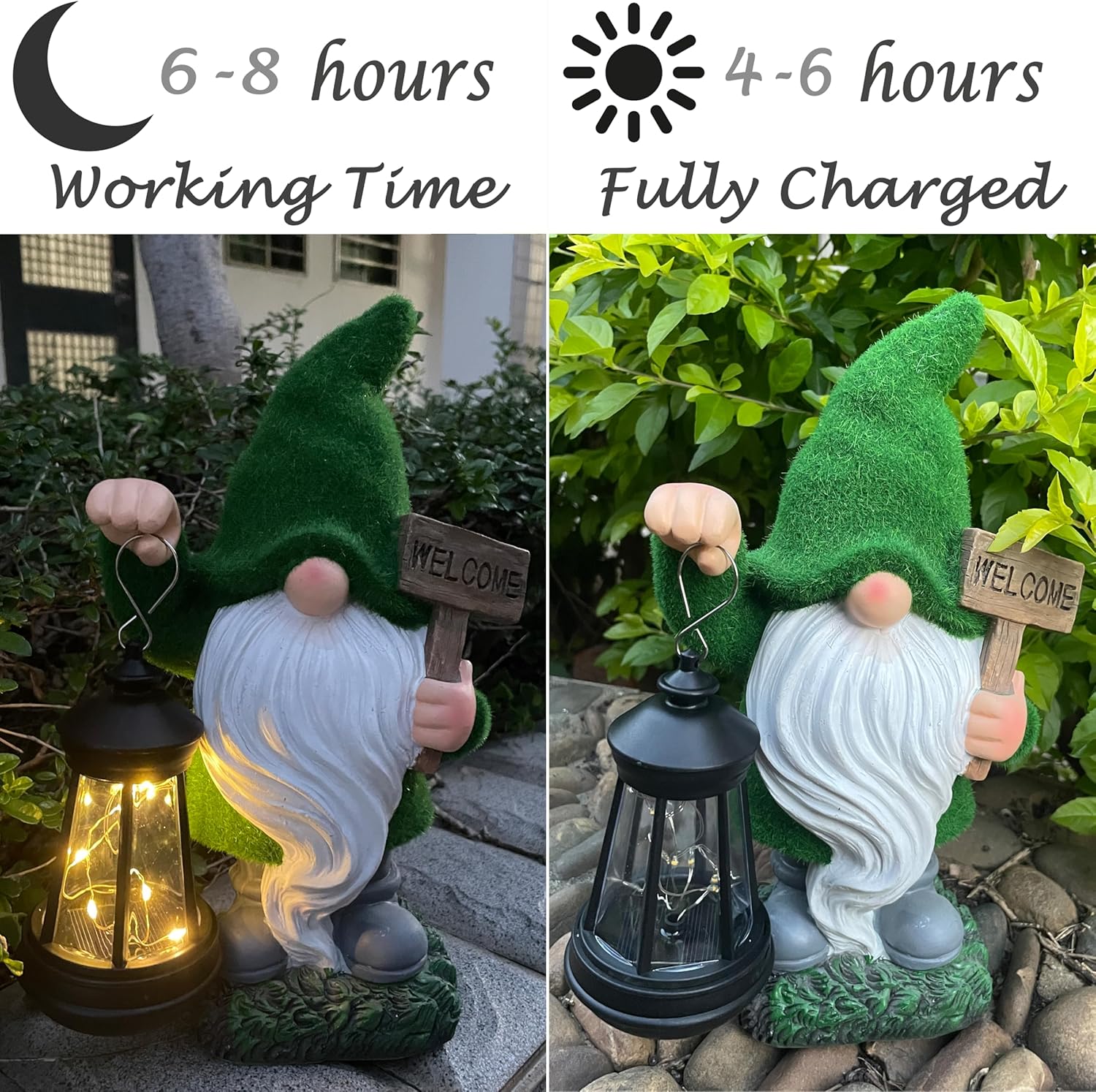 Solar Garden Statue Lights Gnome Figurine with Solar Light Outdoor Patio Lawn Yard Garden Decor for Women Mother's Day Housewarming Gifts-VerdiqueGarden