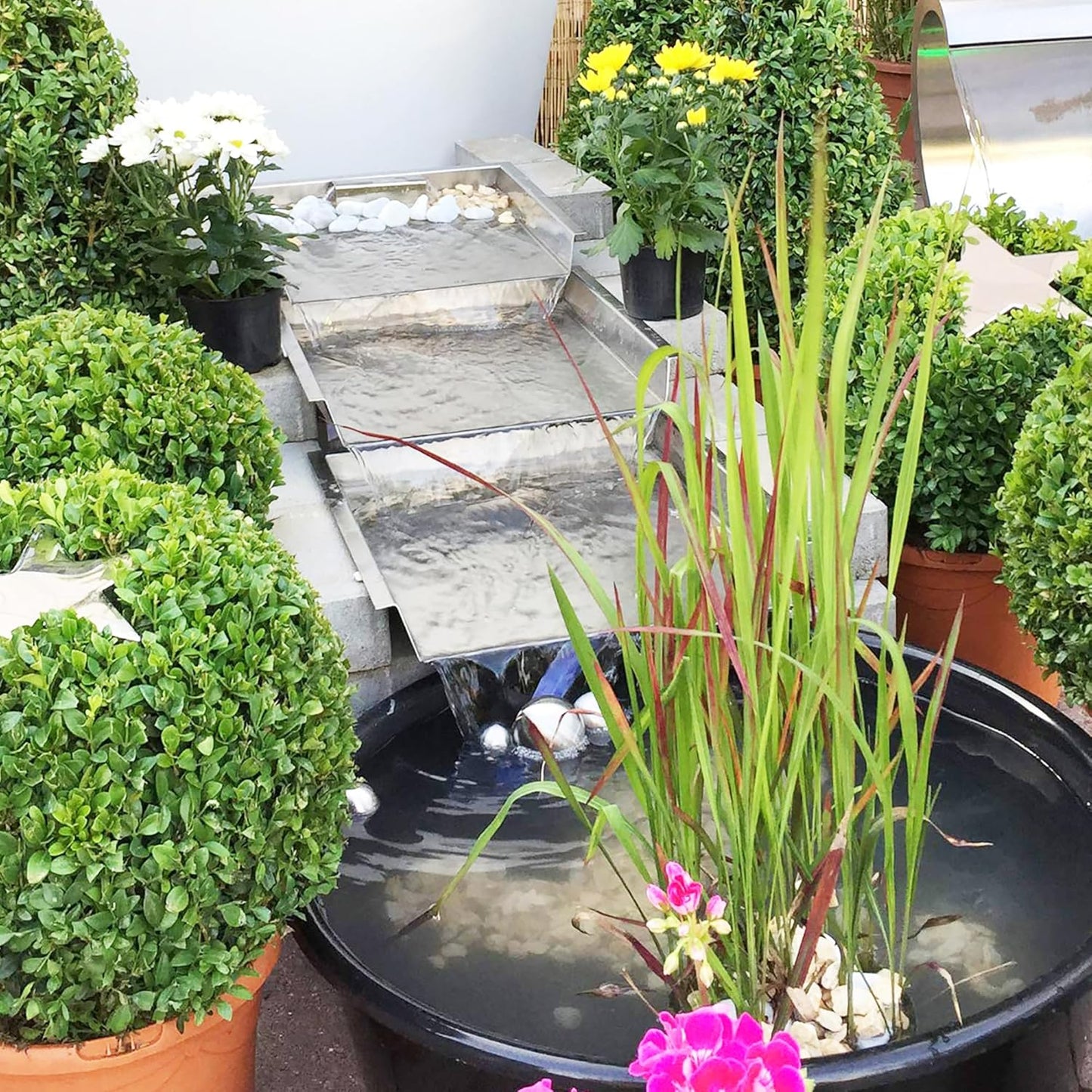 304 Stainless Steel Pool Waterfall Stream Element,Extension Stream,Garden Waterfall DIY Fountain for Garden,Yard,Terrace,Pond Basin,Fountain,Balcony-VerdiqueGarden