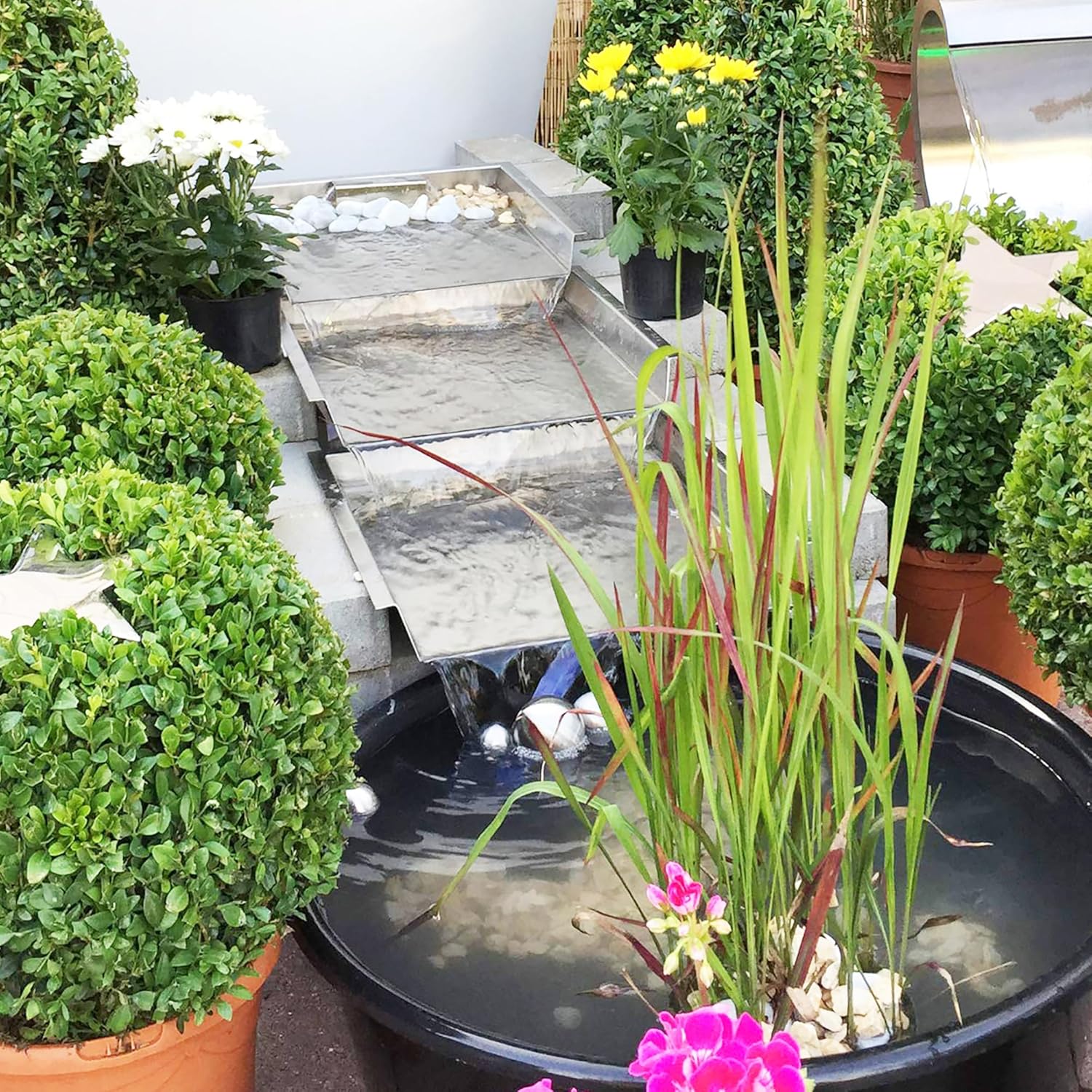 304 Stainless Steel Pool Waterfall Stream Element,Extension Stream,Garden Waterfall DIY Fountain for Garden,Yard,Terrace,Pond Basin,Fountain,Balcony-VerdiqueGarden