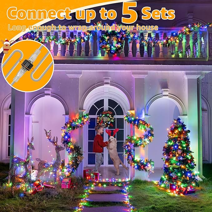 Ollny String Lights 120LED 40FT, Multicolor Fairy Lights Waterproof Connectable Timer, 8 Modes Plug in Christmas Light for Bedroom Outdoor Party Indoor Classroom Decorations-VerdiqueGarden