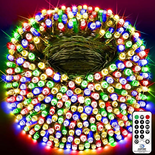 KNONEW 403FT 1000 LED Christmas Lights Outdoor String Lights 8 Modes & Timer Fairy Light Plug in Waterproof LED String Lights for Xmas Yard Tree Wedding Party Holiday Decorations (Multicolor)-VerdiqueGarden
