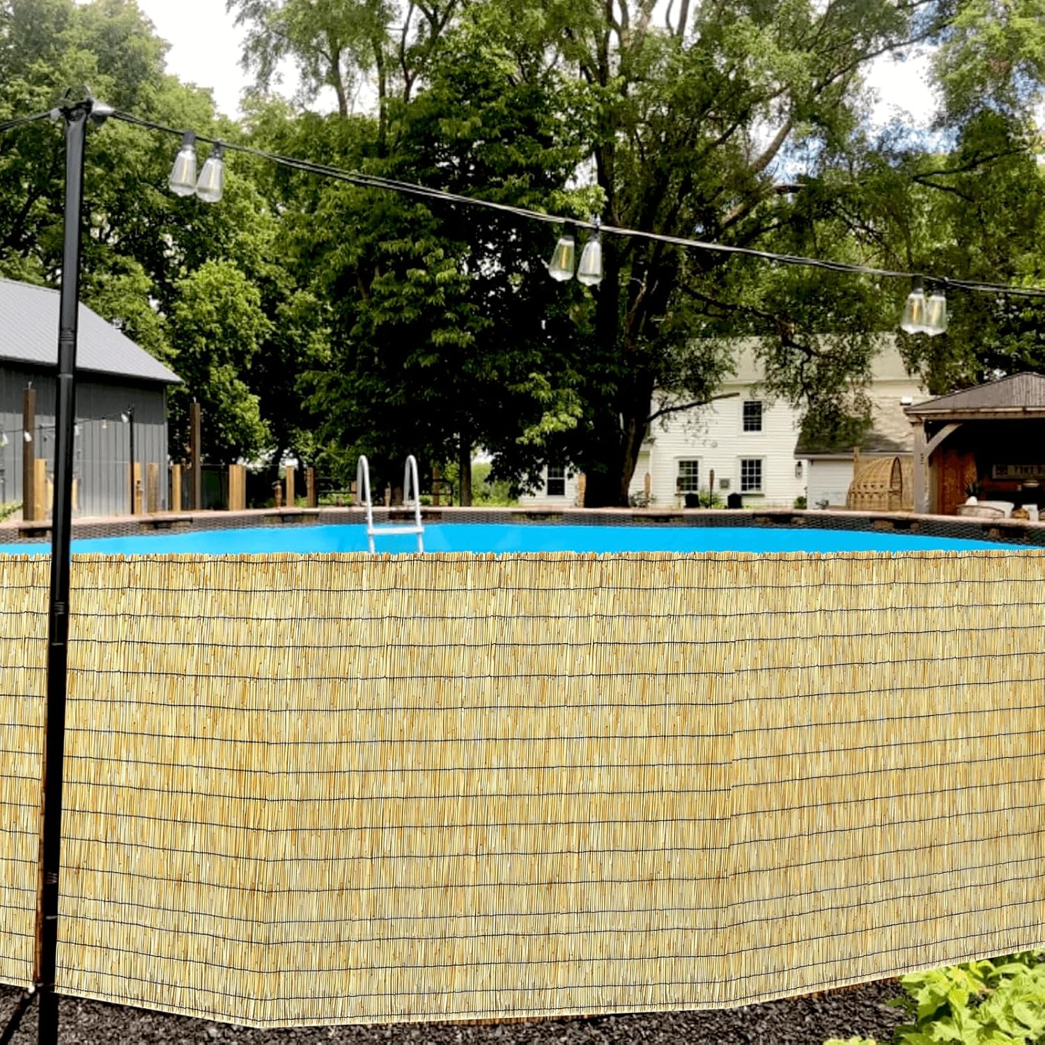 Bamboo Reed Fencing, Natural Bamboo Fence Rolls 6 Feet High, Decorative Privacy Screen Reed Curtains for Patio Balcony Garden Backyard Outdoor, 6 x 16 FT-VerdiqueGarden