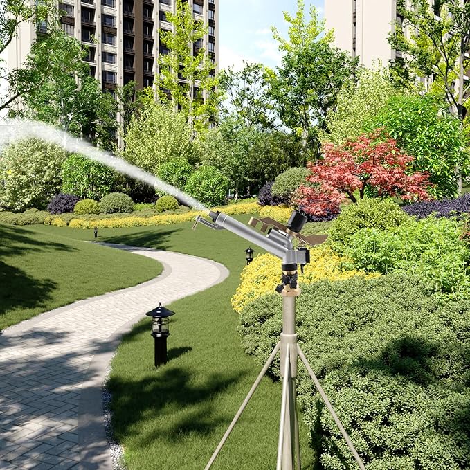 1.5" 360° Adjustable Impact Spray Gun Sprinkler with Nozzle Set, Water Spray Gun Large-Area Agriculture Irrigation Spray Gun Watering Sprinkler for Garden Farm Lawn-VerdiqueGarden