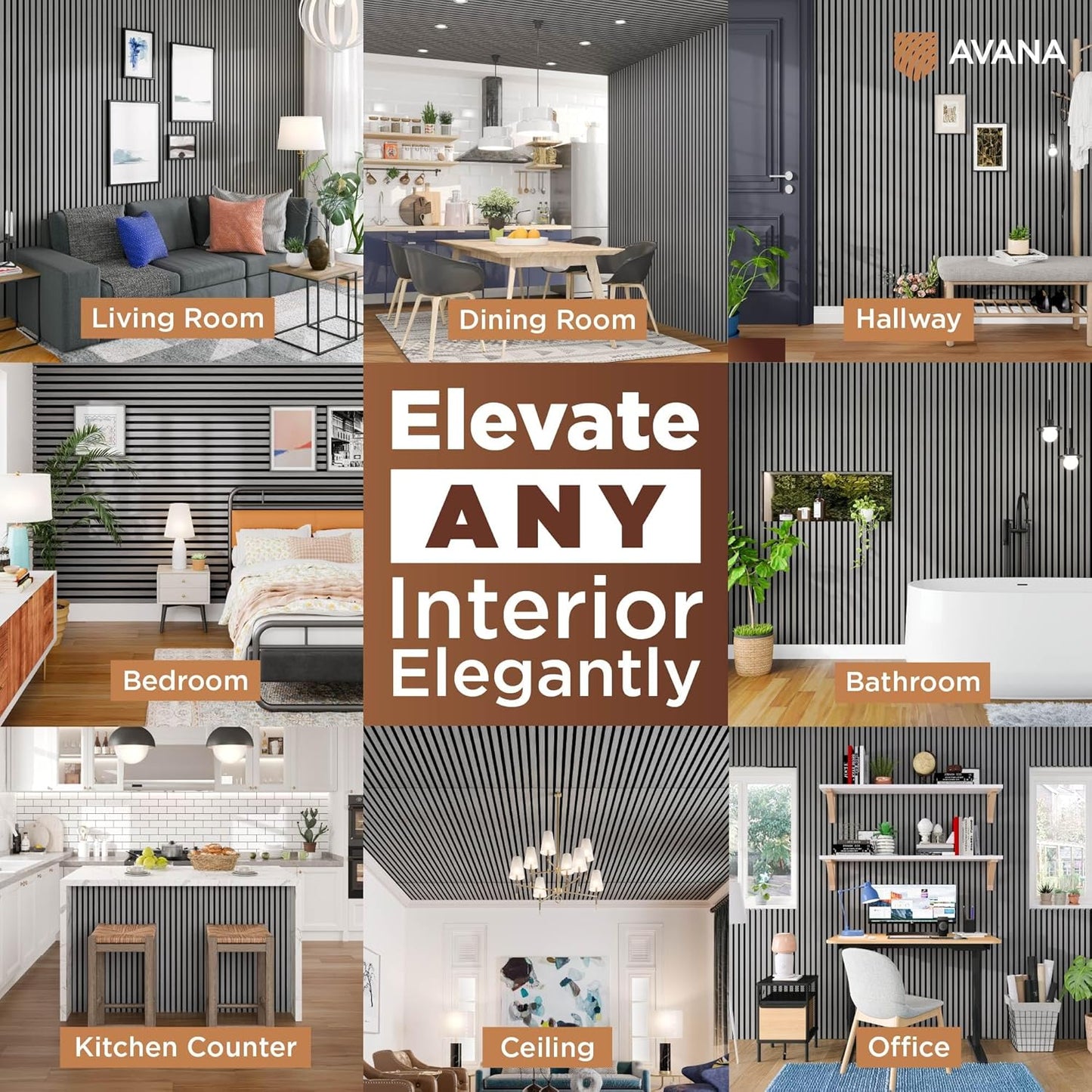 Avana Modern Acoustic Wood Wall Panels – 94.4 X 12.59 Inch Gray Oak Acoustic Panels 1 PC – Wall Panels For Interior Wall Decor For Homes, Offices, Studios – Sturdy And Durable Wood Panels For Wall-VerdiqueGarden