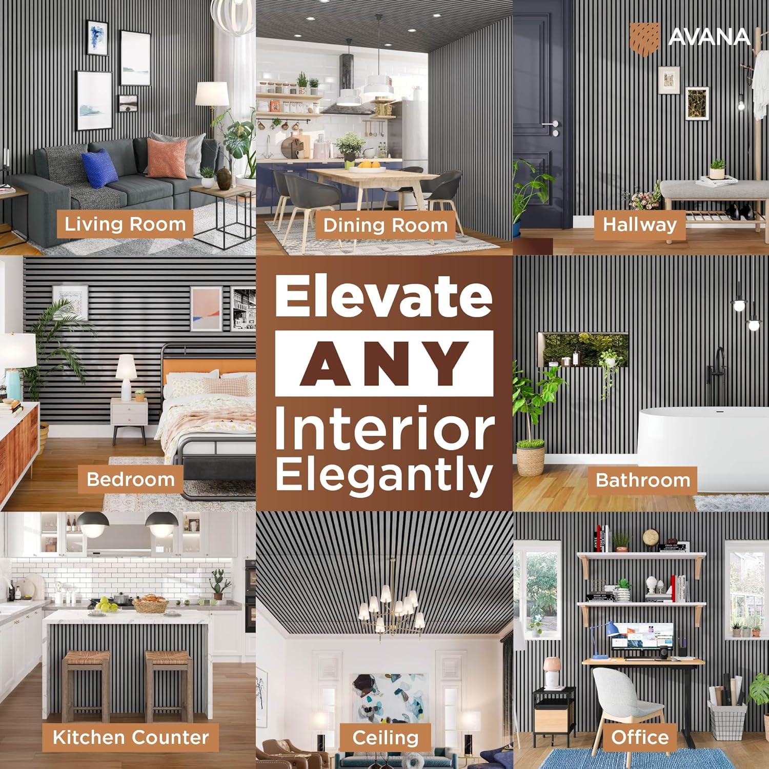 Avana Modern Acoustic Wood Wall Panels – 94.4 X 12.59 Inch Gray Oak Acoustic Panels 1 PC – Wall Panels For Interior Wall Decor For Homes, Offices, Studios – Sturdy And Durable Wood Panels For Wall-VerdiqueGarden