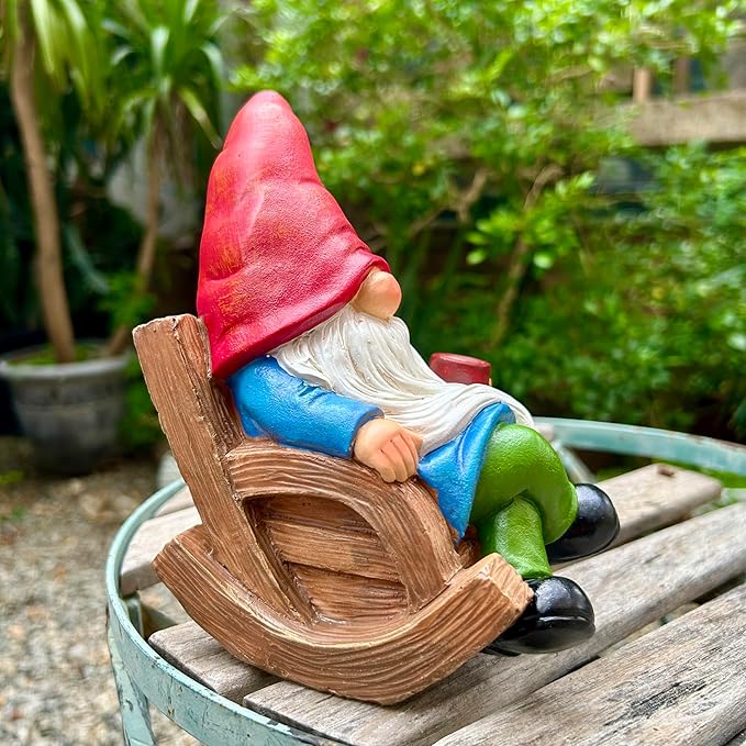 Drinking Coffee Faceless Garden Gnome Statue Decoration 7.1" Figurine Ornament for Indoor Outdoor Home Patio Yard Lawn-VerdiqueGarden