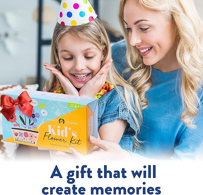 Home Grown Paint & Grow Flower Gardening Kit Set for Boys and Girls - Craft Activity Toy for Kids, Ages 5 6 7 8-12 Years Old - Unique Birthday Present - Plant Gift Toys-VerdiqueGarden