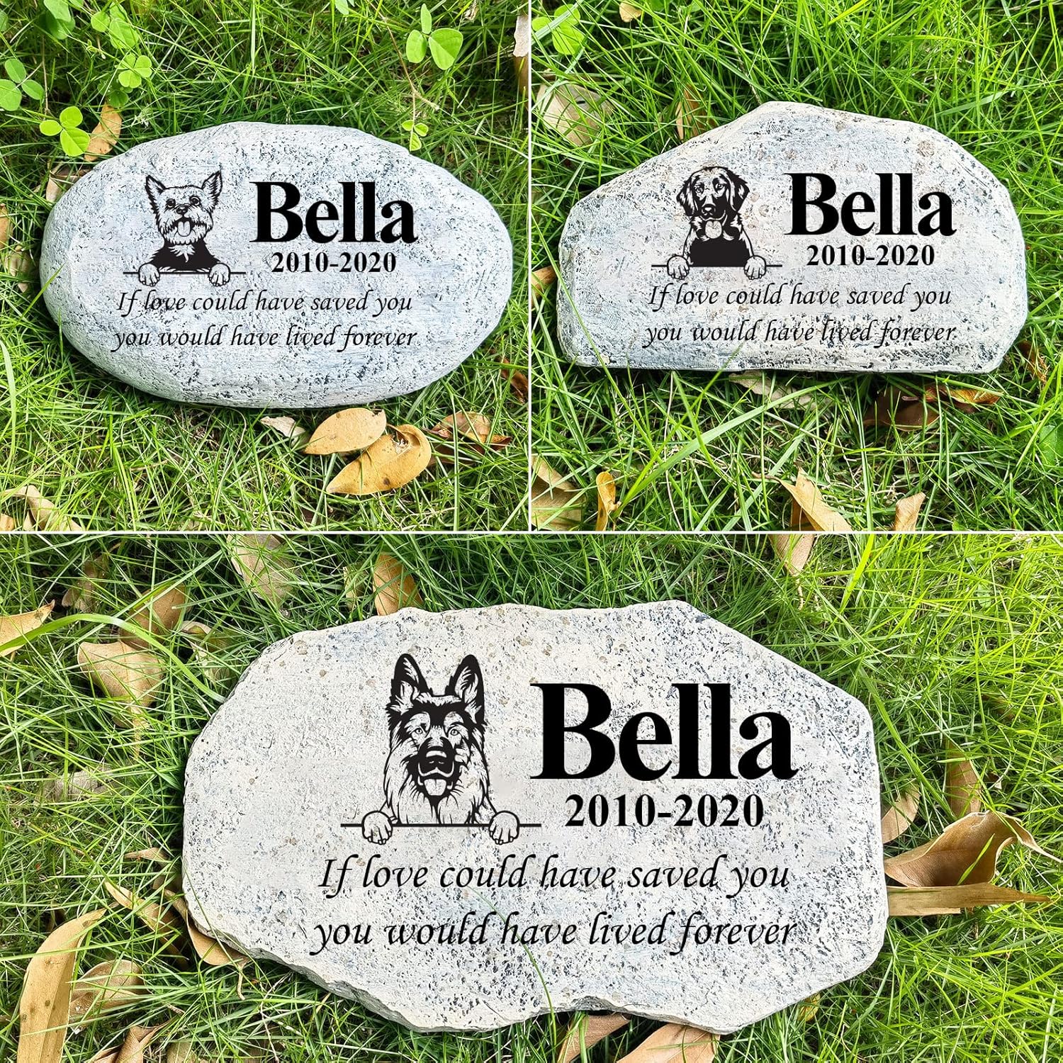 Zatanmulo Personalized Pet Memorial Stone, Garden Memorial Stone Personalized, Dog Headstone, Dog Tombstone, Memorial Plaque Outdoor, Garden Stepping Stone (Dog Portrait)-VerdiqueGarden