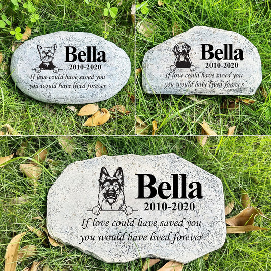 Zatanmulo Personalized Pet Memorial Stone, Garden Memorial Stone Personalized, Dog Headstone, Dog Tombstone, Memorial Plaque Outdoor, Garden Stepping Stone (Dog Portrait)-VerdiqueGarden