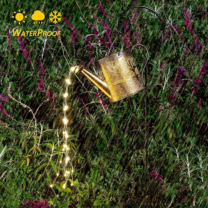 Solar Lights Outdoor Garden Decor, Large Waterproof Watering Can Landscape Lights Outside Decorations for Yard Front Porch Patio Backyard Gardening Gift for Mom Grandma Women Birthday-VerdiqueGarden