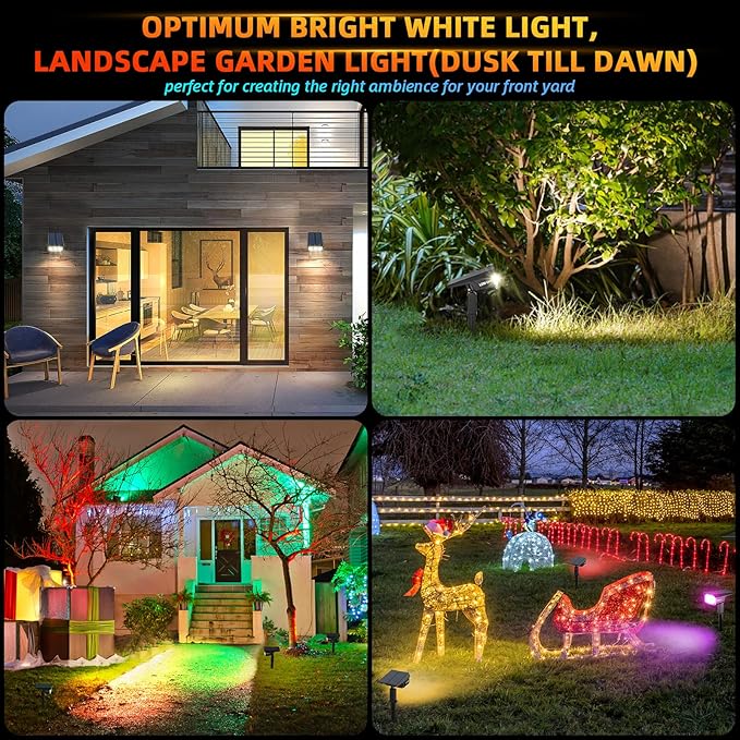 Solar Spotlights Outdoor,40 LEDs Color Changing RGB Landscape Path Lights,USB & Powered Multicoloured Spotlights,14 Colors Auto Cycling for Yard,Garden,2 Pack-VerdiqueGarden