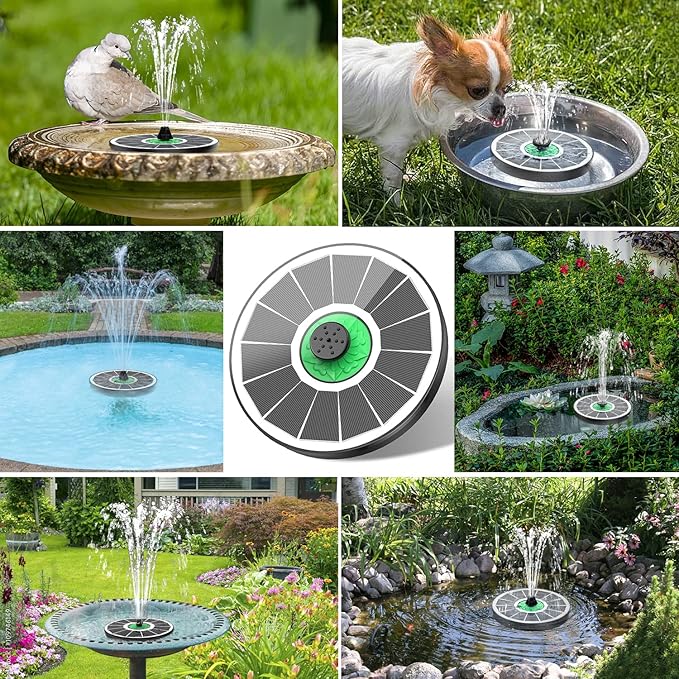 Solar Fountain for Bird Bath Glass - No Battery, 3.5W Solar Bird Bath Fountains Green Flower with 4 Fixed Rods & 7 Nozzles, Solar Powered Water Fountain for Bird Bath,Pond,Pool,Outdoor,Garden-VerdiqueGarden