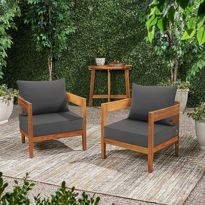 Favoyard Outdoor Seat Cushion Set 22 x 22 Inch Waterproof & Fade Resistant Patio Furniture Cushions with Removable Cover Deep Seat & Back Cushion with Handle and Adjustable Straps for Chair Sofa Couch-VerdiqueGarden