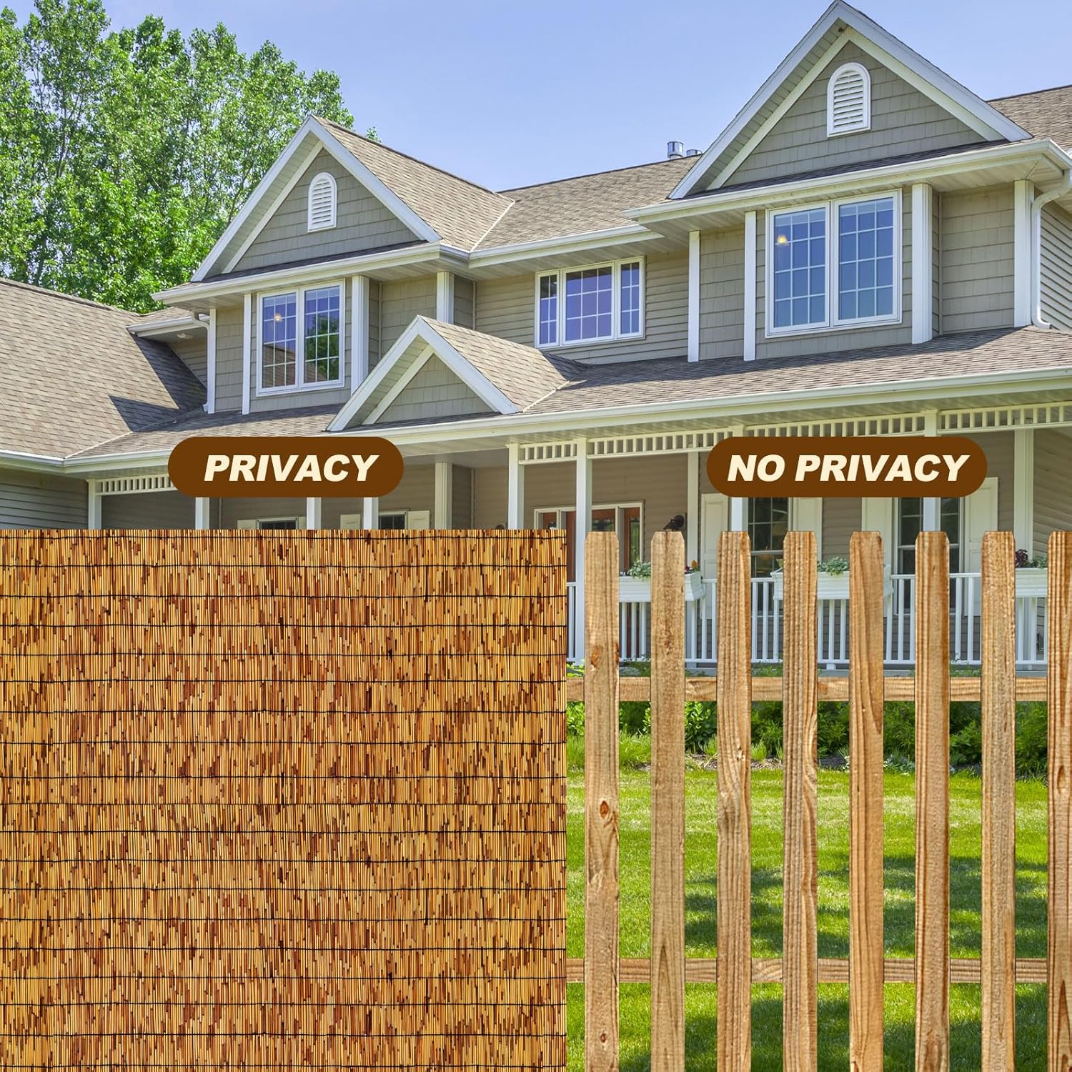 Bamboo Fencing–Handwoven,Bamboo Wall Panel Outdoor Privacy Reed Screening for Garden,Balcony,Backyard,Patio,2ftx10ft-VerdiqueGarden