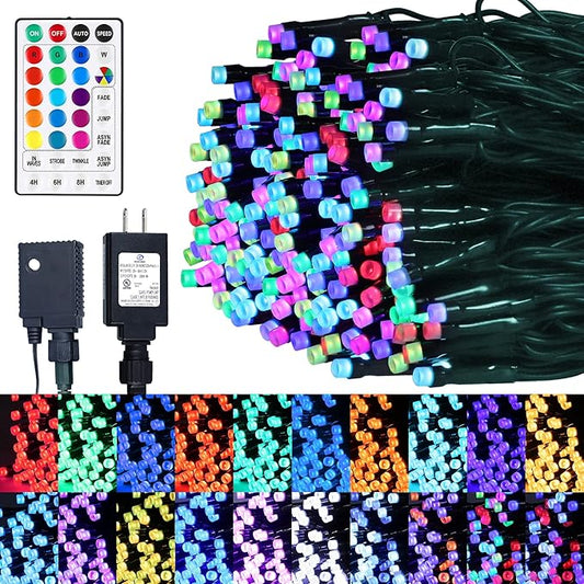 weillsnow Color Changing Christmas Lights, 66ft 200 LED RGB String Lights with Remote & Timer, Fairy Lights for Indoor Outdoor Xmas Tree Party Wedding Christmas Decorations-VerdiqueGarden