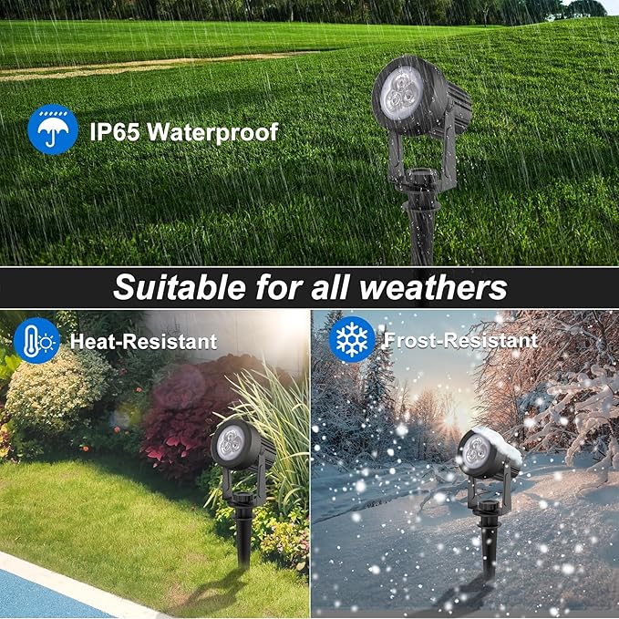 Blue Solar Spot Lights Outdoor,2 Pack Solar Landscape Spotlights IP65 Waterproof 9.8ft Cable, Auto On/Off Outdoor Wall Lights for Garden Yard Driveway Porch Walkway Pool (1-in-1)-VerdiqueGarden