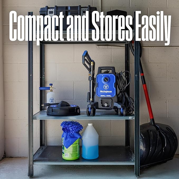 Westinghouse ePX3100 Electric Pressure Washer, 2300 Max PSI 1.76 Max GPM with Anti-Tipping Technology, Onboard Soap Tank, Pro-Style Steel Wand, 5-Nozzle Set, for Cars/Fences/Driveways/Home/Patios-VerdiqueGarden