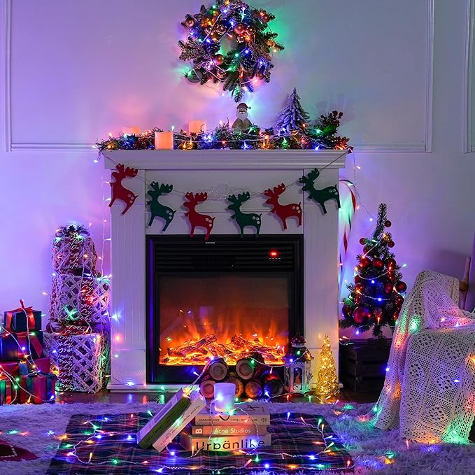 JMEXSUSS Multicolor Christmas Tree Lights Indoor Outdoor, 200 LED Clear Wire, 66ft Colorful Plug-in for Bedroom Room Party Xmas Decorations-VerdiqueGarden