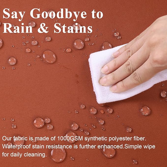 Outdoor Chair Cushions Set of 2 for Patio Furniture 22x22x4 Inch Waterproof Patio Chair Cushion 3 Year Color Fastness Square Elastic Foam Garden Sofa Couch Pads with Ties and Handle,Spice-VerdiqueGarden