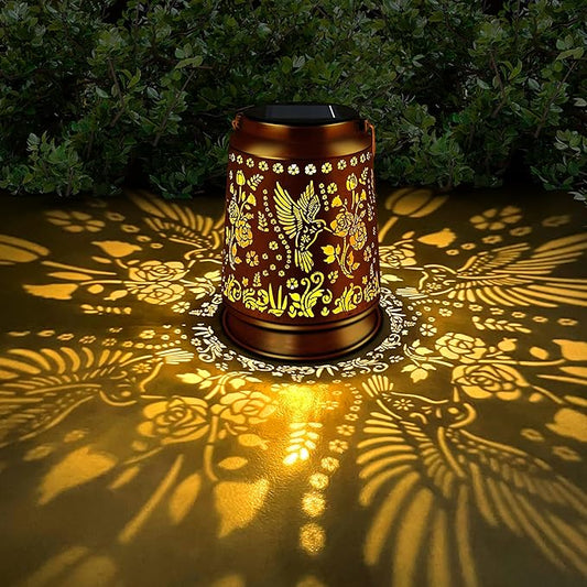 KY&BOSAM Solar Hummingbird Lanterns Outdoor Waterproof,LED 300 Lumens Metal Hanging Outside Lantern Lights Decorative for Yard Backyard Porch Garden Decorations Birthday Gifts for Women Mom Grandma-VerdiqueGarden