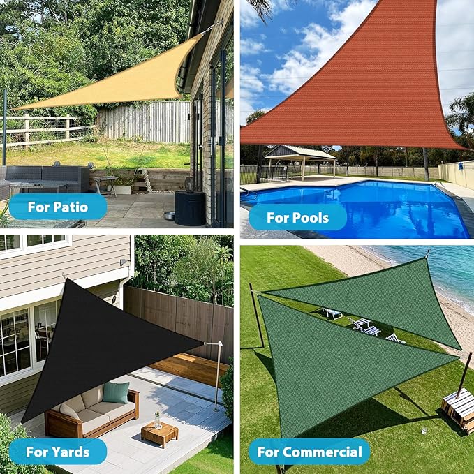 Amagenix Sun Shade Sail 6'X6'X6' Curved Edge Outdoor Shade Canopy Sand Breathable 95% UV Block Shade Cloth for Patio Garden Backyard (We Make Custom Size)-VerdiqueGarden